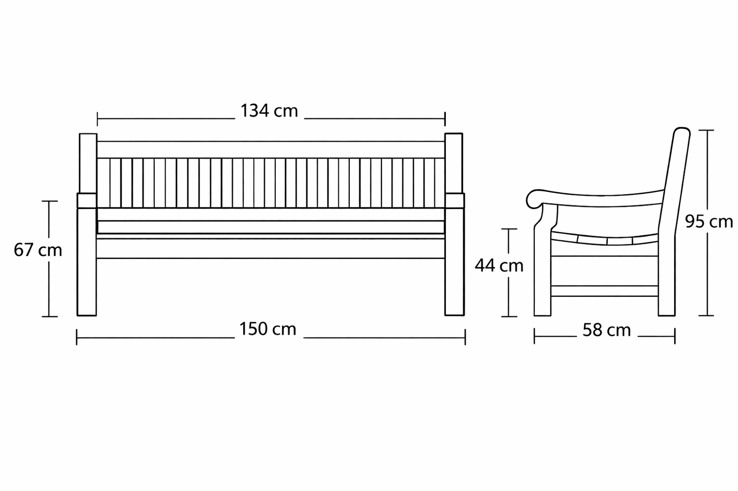 Premium Chunky Teak Memorial Bench, Add Your Personal Engraving