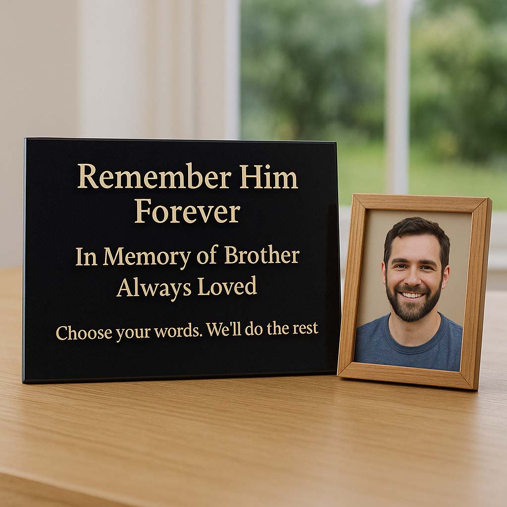 Personalised Granite Memorial Plaque with Stand - Built To Last Forever Brother