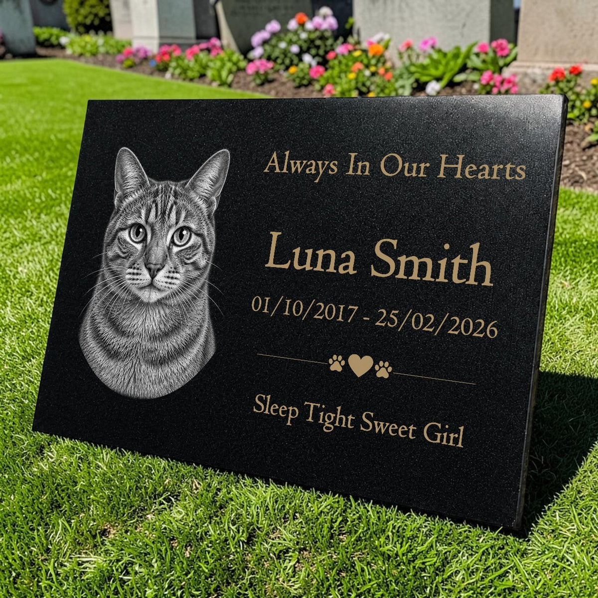 Cat Memorial Granite Photo Plaque