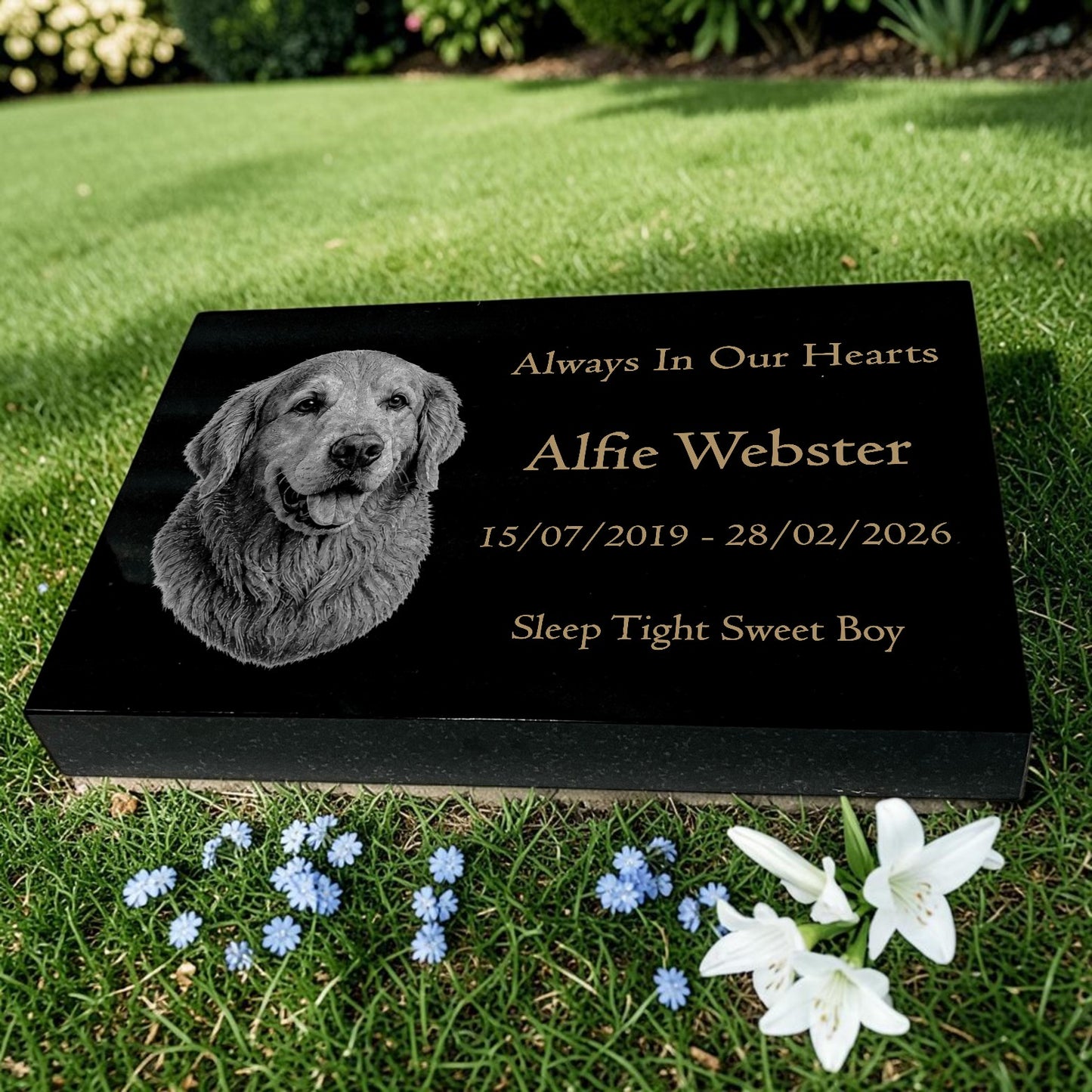 Dog Memorial Granite Photo Tablet