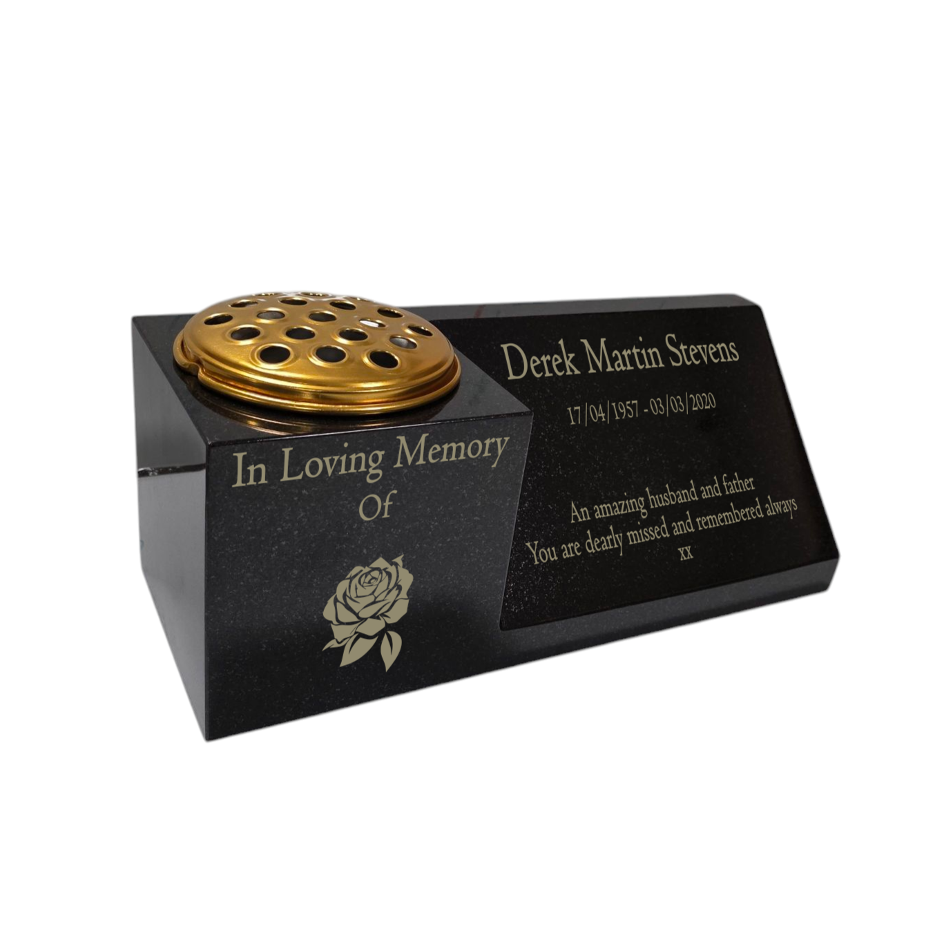 Granite Memorial Vase and Plaque Combination, Solid Granite, 18x6x6inchs, 20KG, Includes Flower Pot Insert