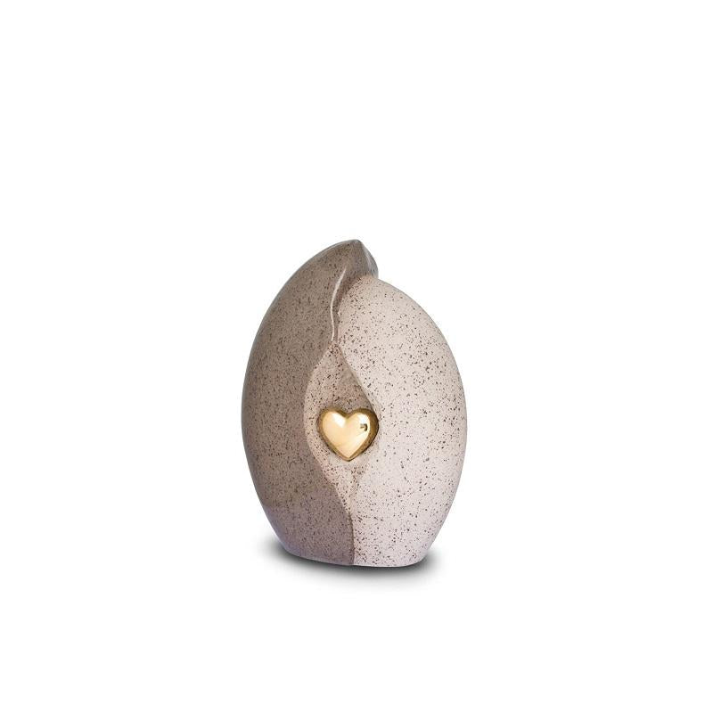 Ceramic Urn (Natural with Gold Heart)