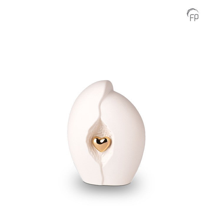 Ceramic Urn (White with Gold Heart)