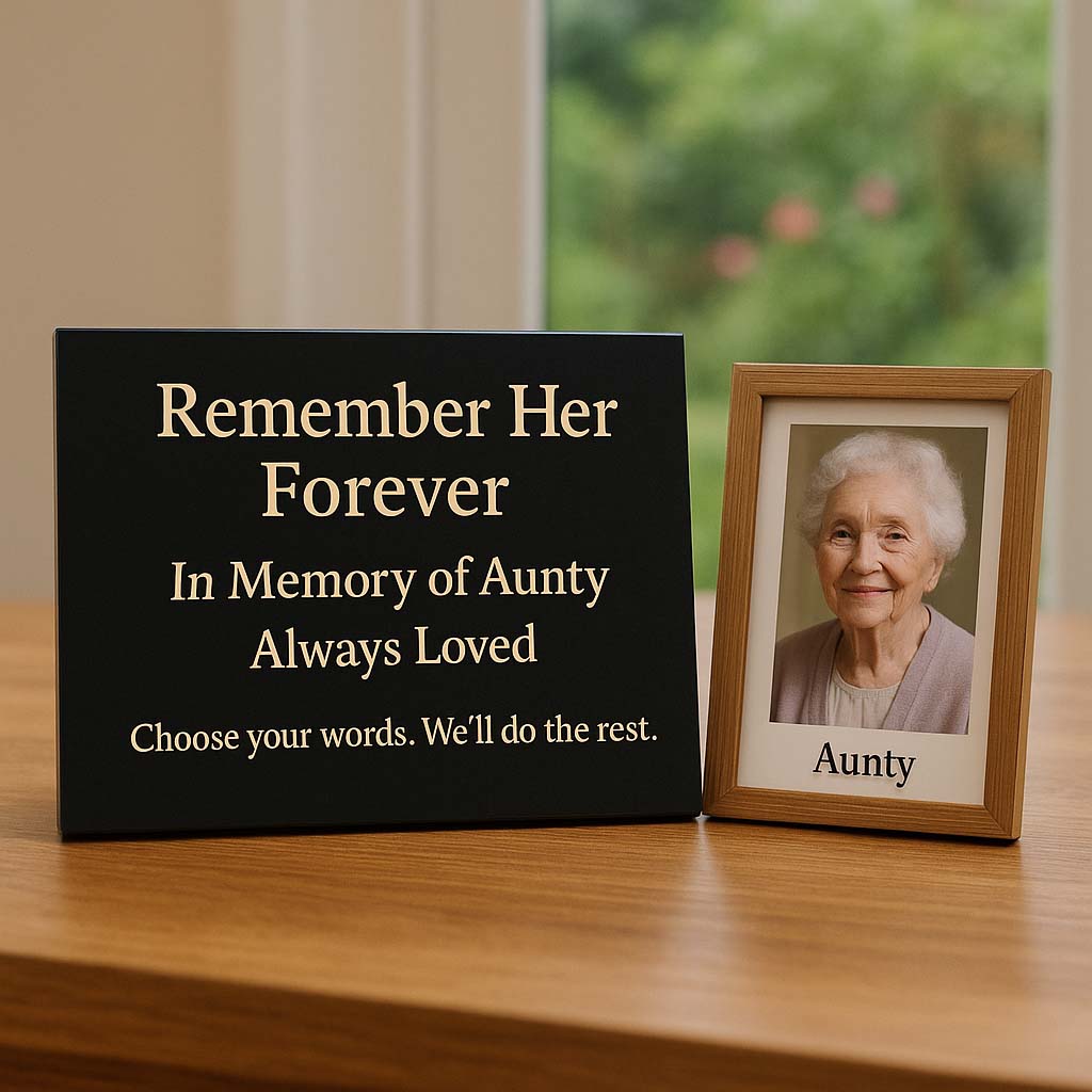 Personalised Granite Memorial Plaque with Stand - Built To Last Forever Aunty