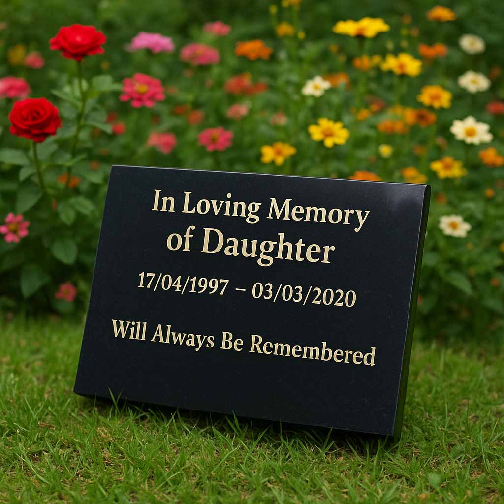 Personalised Granite Memorial Plaque with Stand - Built To Last Forever daughter
