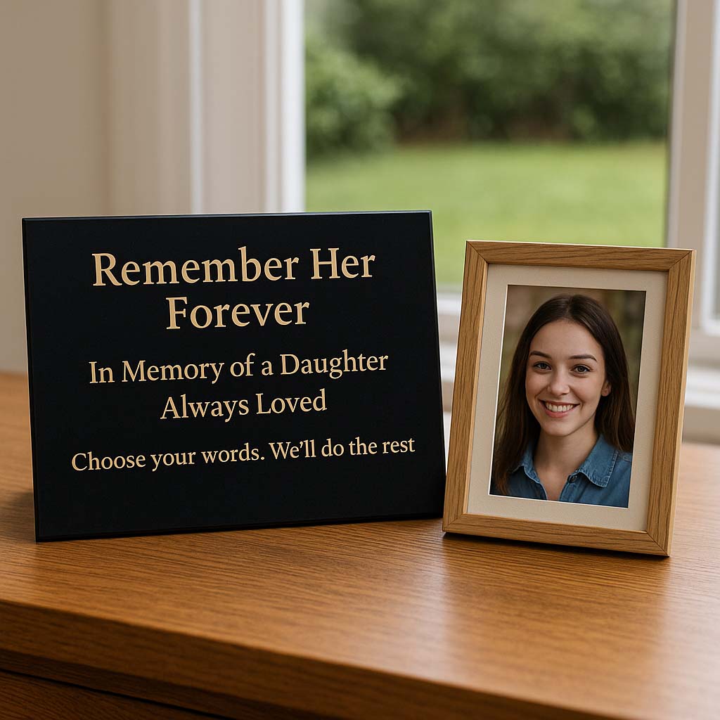 Personalised Granite Memorial Plaque with Stand - Built To Last Forever daughter