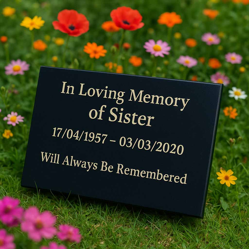 Personalised Granite Memorial Plaque with Stand - Built To Last Forever sister