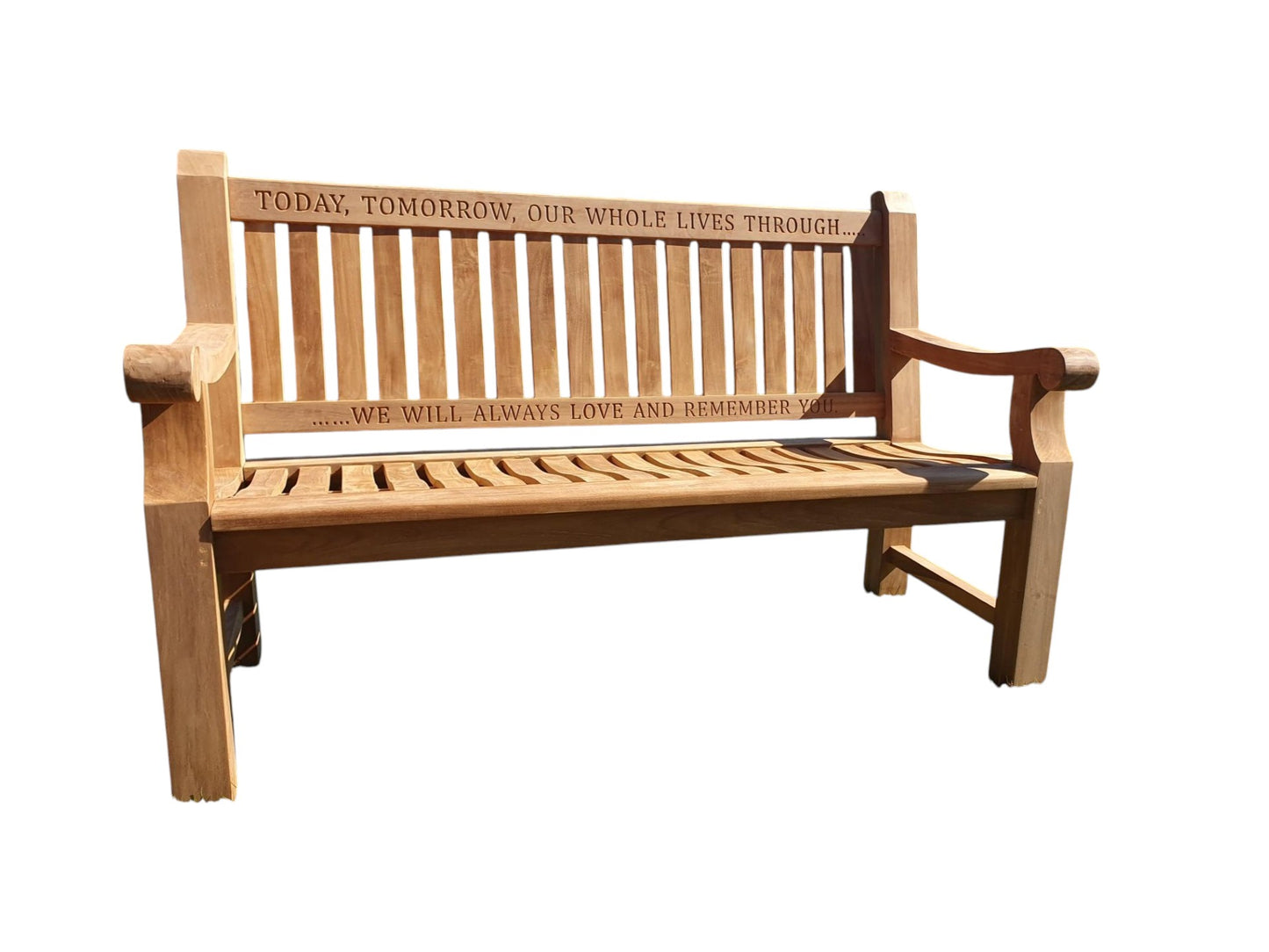 Premium Chunky Teak Memorial Bench, Add Your Personal Engraving