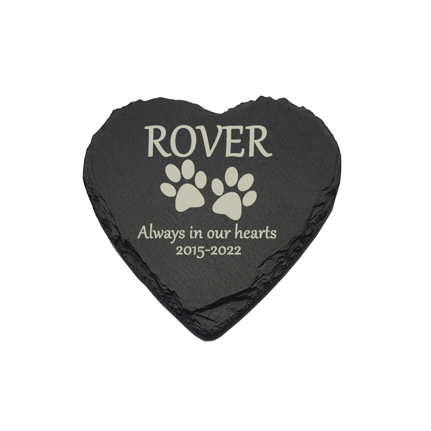 Dog Memorial Slate Heart Plaque- Personalised Laser Engraved Memorial/Grave Marker
