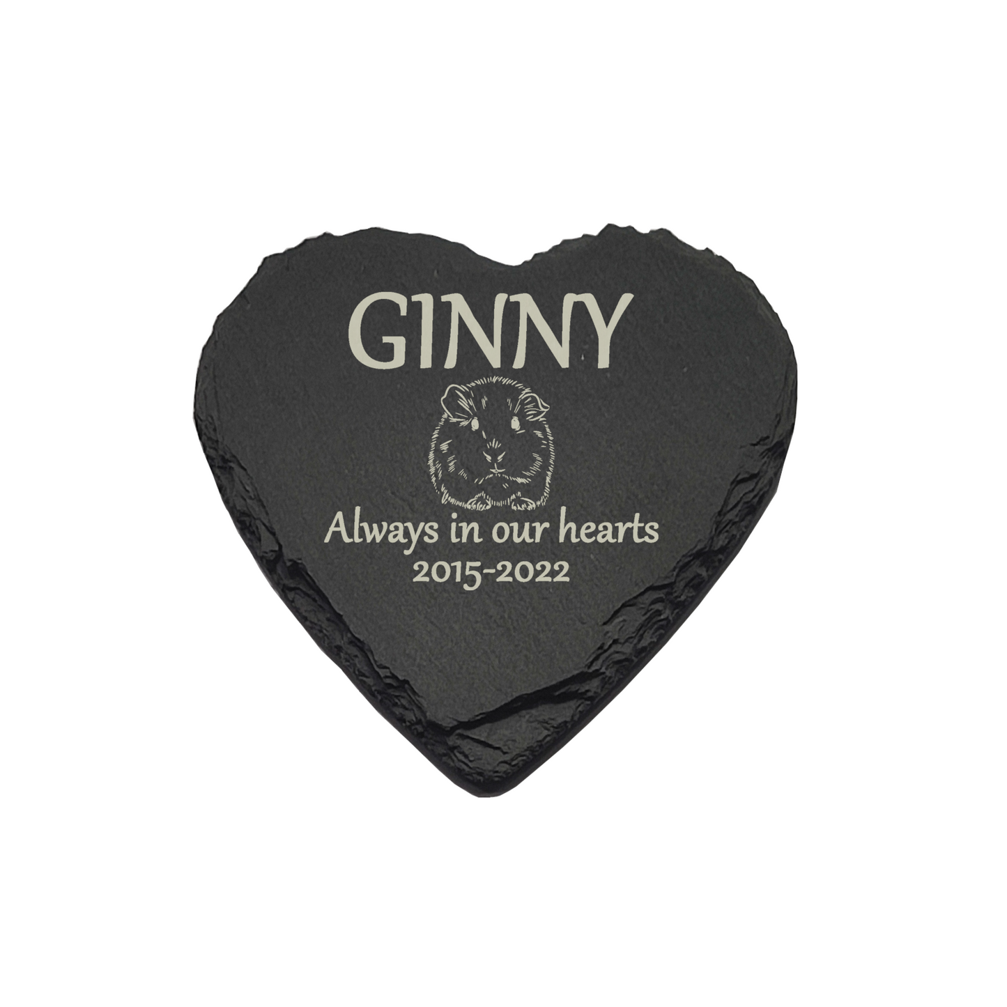 Guinea Pig Memorial Slate Heart Plaque- Personalised Laser Engraved Memorial/Grave Marker