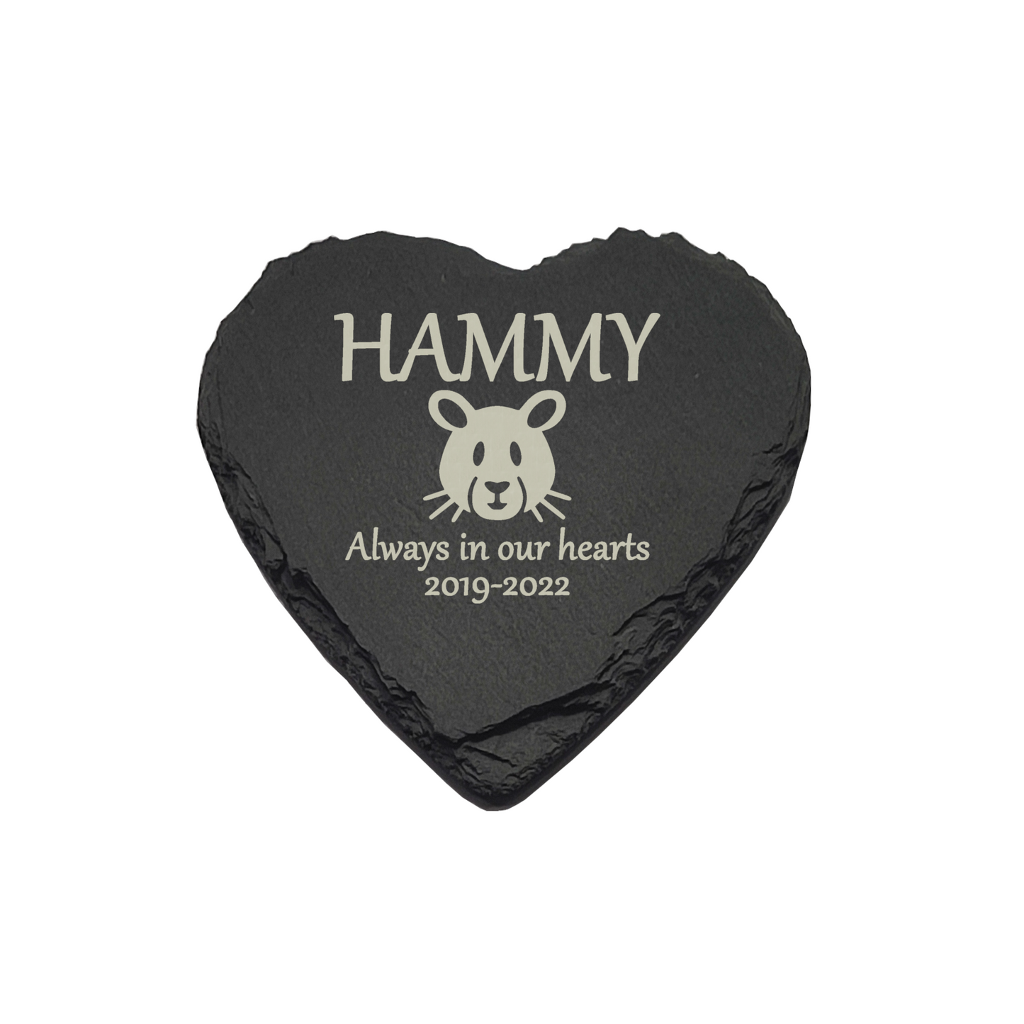 Hamster Memorial Slate Heart Plaque- Personalised Laser Engraved Memorial/Grave Marker