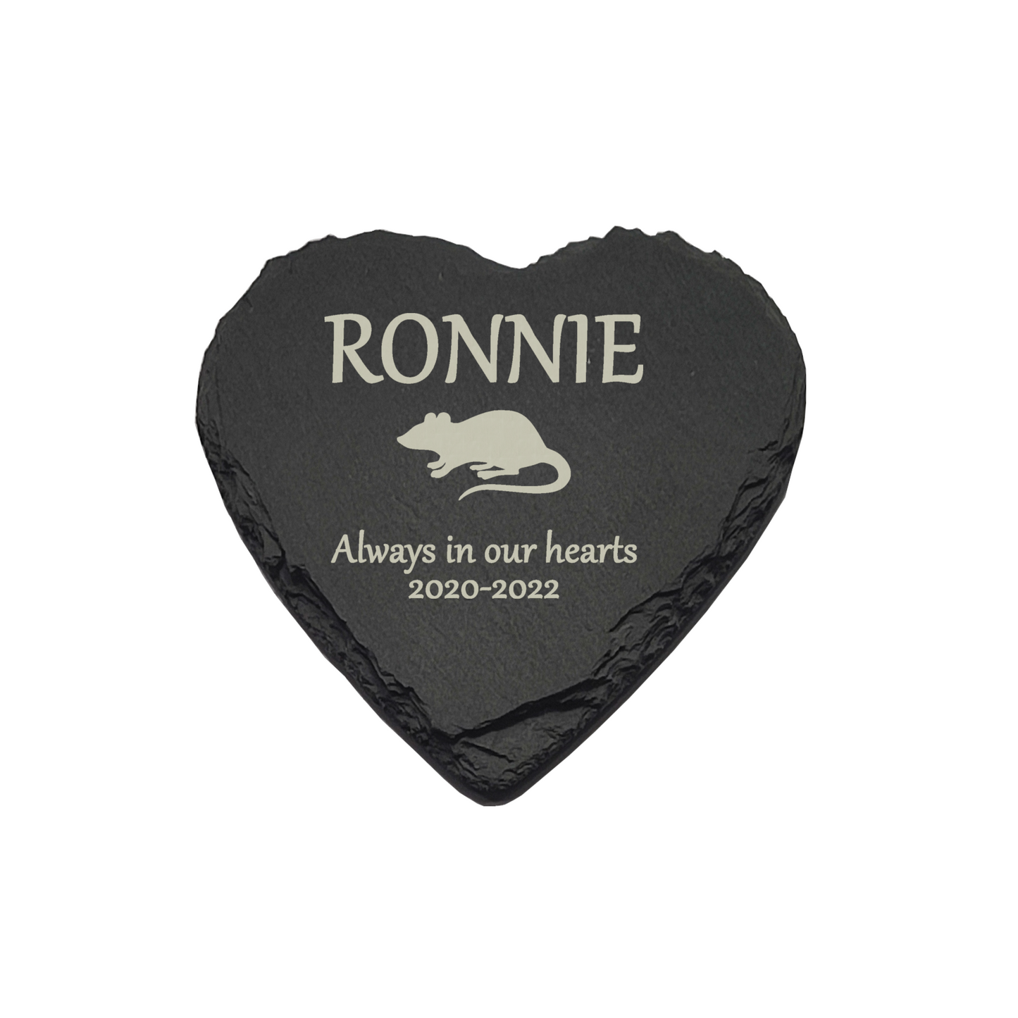 Mouse/Rat Memorial Slate Heart Plaque- Personalised Laser Engraved Memorial/Grave Marker