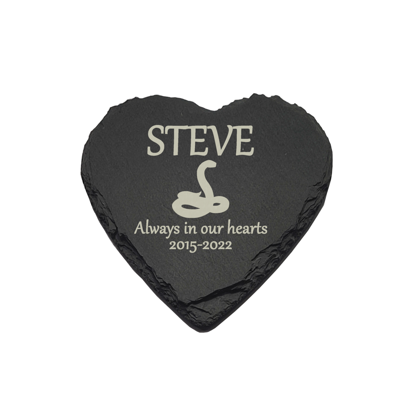 Snake Memorial Slate Heart Plaque- Personalised Laser Engraved Memorial/Grave Marker