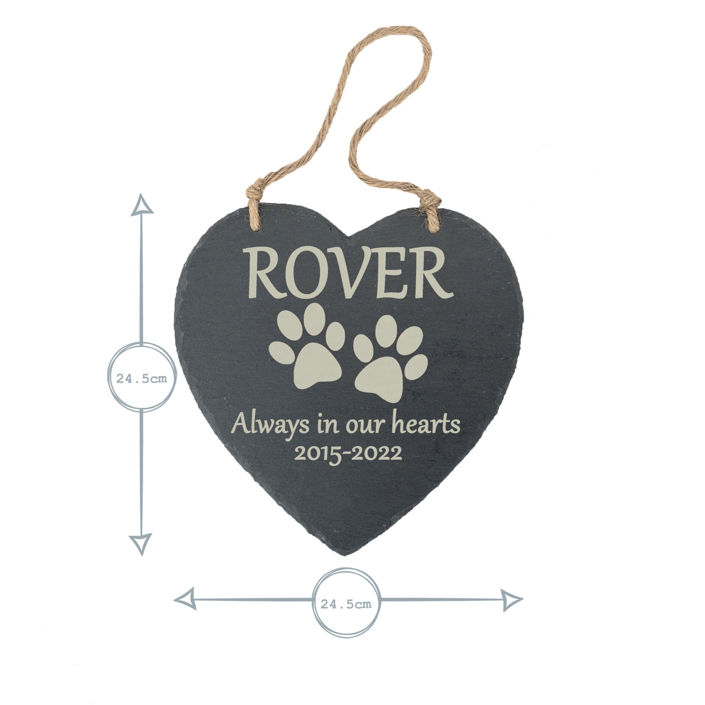Dog Memorial Large Hanging Slate Heart Plaque- Personalised Laser Engraved Large Memorial/Grave Marker