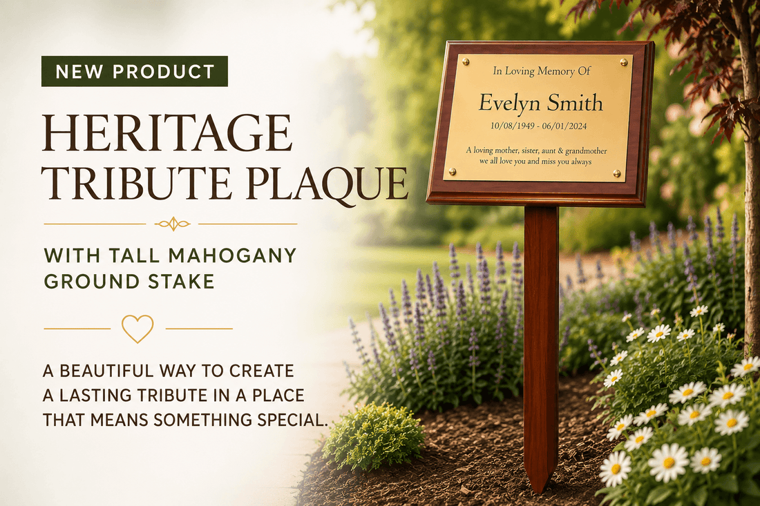 Introducing Our New Heritage Tribute Plaque with Tall Mahogany Ground Stake