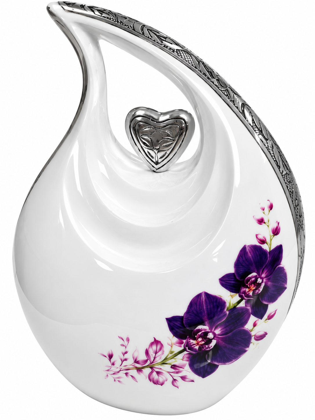 10" Teardrop Cremation Urn Orchid Design