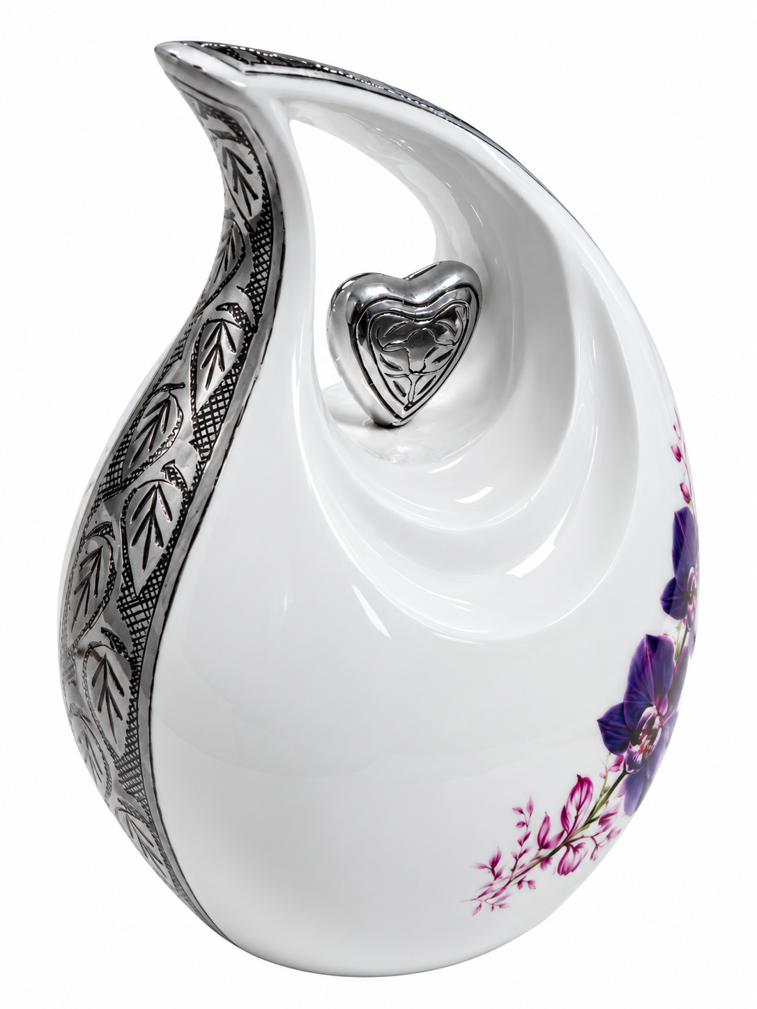 10" Teardrop Cremation Urn Orchid Design