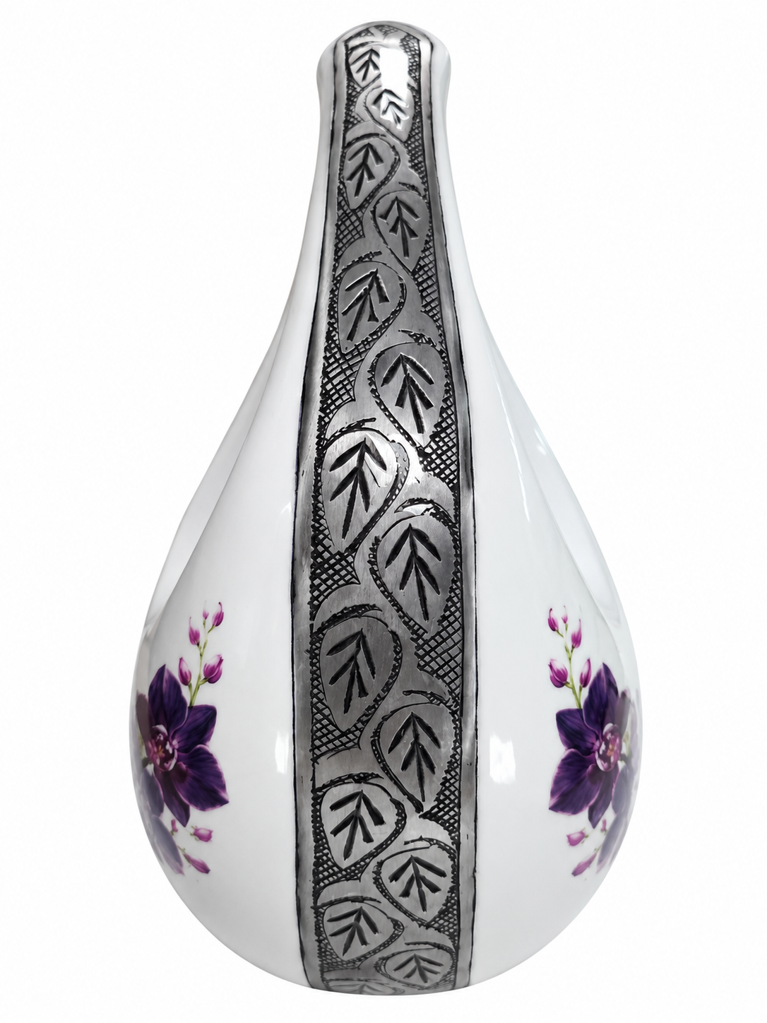 10" Teardrop Cremation Urn Orchid Design