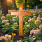 Personalised Mahogany Memorial Cross, Tree of life – Durable Wooden Grave Marker for Outdoor Use
