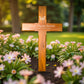 Personalised Mahogany Memorial Cross, Butterfly – Durable Wooden Grave Marker for Outdoor Use