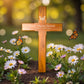 Personalised Mahogany Memorial Cross, Butterfly – Durable Wooden Grave Marker for Outdoor Use