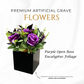 Premium Artificial Grave Flowers – Purple Open Roses with Eucalyptus (25cm) | Memorial Vase Pot