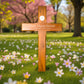 Personalised Mahogany Memorial Cross, Poppy – Durable Wooden Grave Marker for Outdoor Use