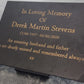 Granite Memorial Plaque, Personalised, Stand Incluced