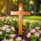 Personalised Mahogany Memorial Cross, Rose – Durable Wooden Grave Marker for Outdoor Use