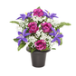 Premium Artificial Grave Flowers – 29cm Purple Frontal Lily With Rose & Fern & Gypsophila | Memorial Vase Pot