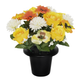 Premium Artificial Grave Flowers – 25cm Yellow Rose With Chrysanthemum & Pansy | Memorial Vase Pot