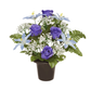 Premium Artificial Grave Flowers – 29cm Blue Frontal Lily With Rose & Fern & Gypsophila | Memorial Vase Pot