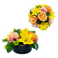 Premium Artificial Grave Flowers – 24cm Peach Rose With Lily & Chrysanthemum | Weighted Pot