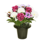 Premium Artificial Grave Flowers – 25cm Purple Rose With Chrysanthemum & Pansy | Memorial Vase Pot