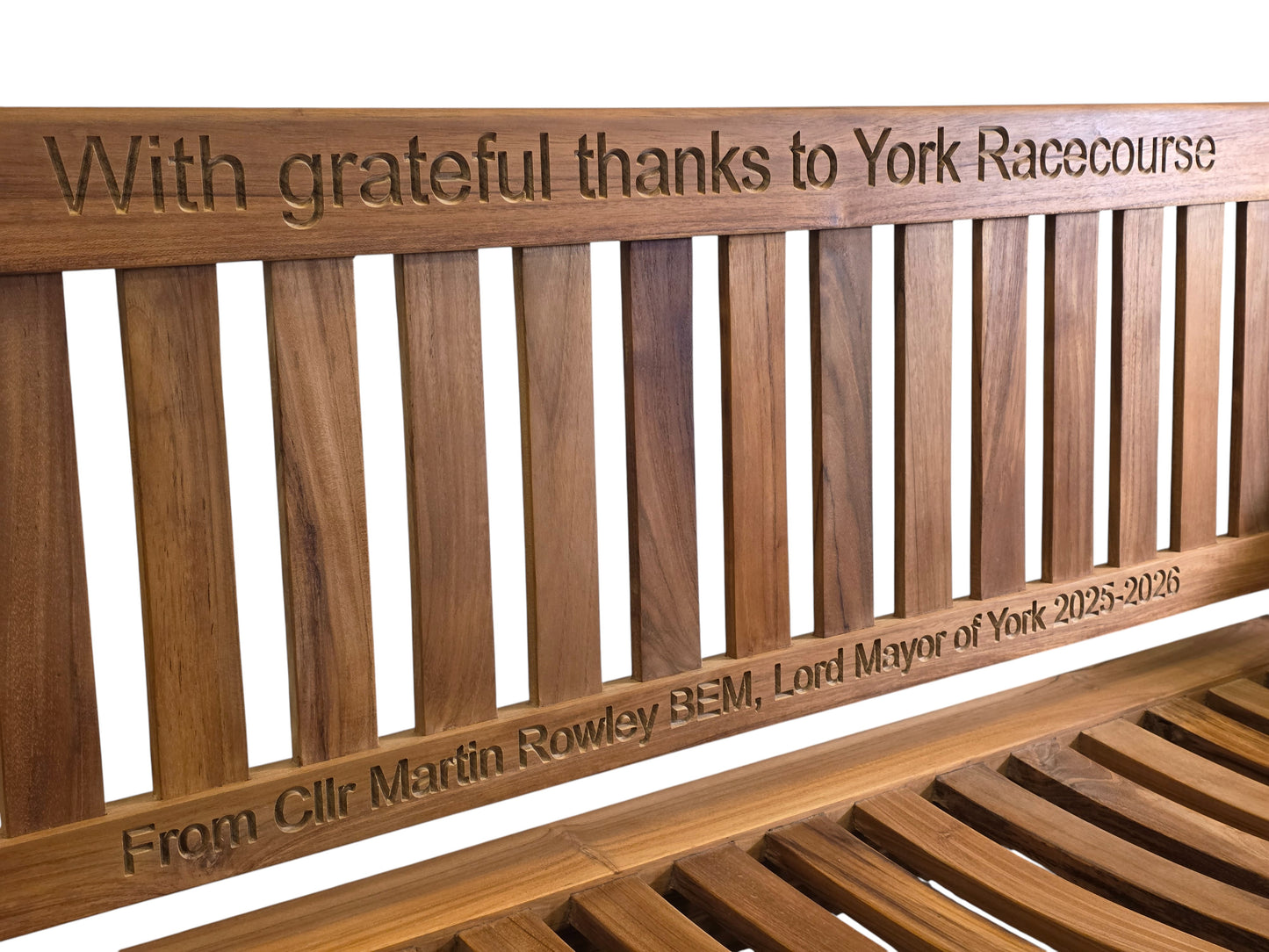 Premium Chunky Teak Memorial Bench, Add Your Personal Engraving