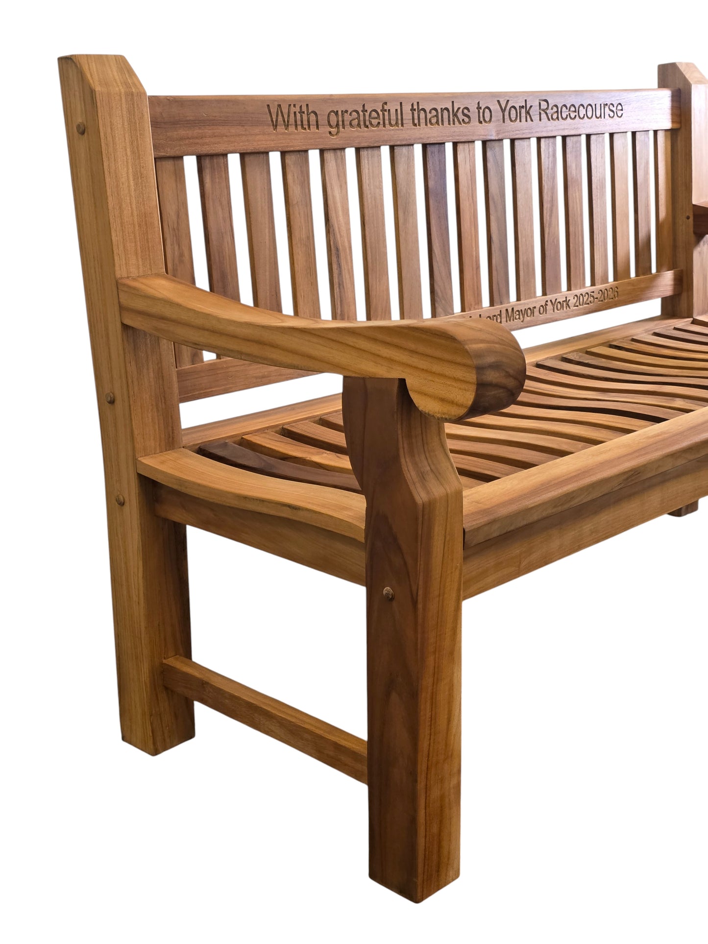 Premium Chunky Teak Memorial Bench, Add Your Personal Engraving