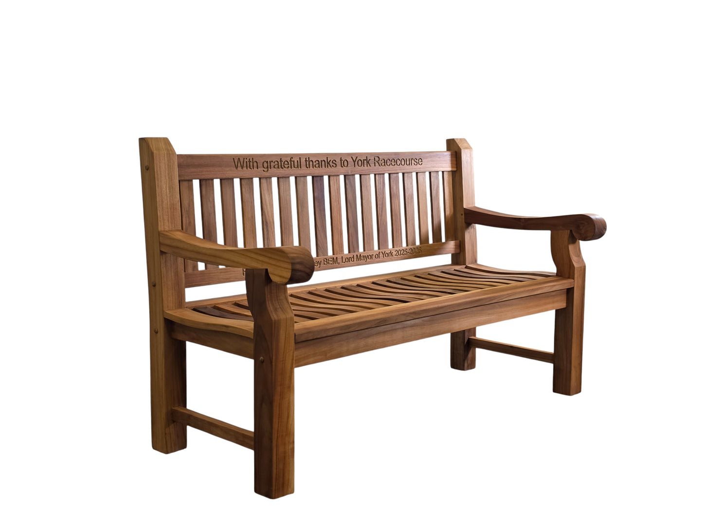 Premium Chunky Teak Memorial Bench, Add Your Personal Engraving