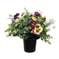 Premium Artificial Grave Flowers – Yellow Pansies with Lavender & Daisies (25cm) | Memorial Vase Pot