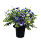 Premium Artificial Grave Flowers – Blue Pansies with Lavender & Daisies (25cm) | Memorial Vase Pot