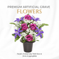 Premium Artificial Grave Flowers – 29cm Purple Frontal Lily With Rose & Fern & Gypsophila | Memorial Vase Pot