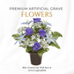 Premium Artificial Grave Flowers – 29cm Blue Frontal Lily With Rose & Fern & Gypsophila | Memorial Vase Pot