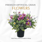 Premium Artificial Grave Flowers – 25cm Pink Pansy With Lavender & Daisy | Memorial Vase Pot