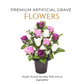 Premium Artificial Grave Flowers – 29cm Purple Frontal Rosebud With Fern & Gypsophila | Memorial Vase Pot