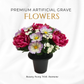 Premium Artificial Grave Flowers – 25cm Beauty Peony With Anemone | Memorial Vase Pot