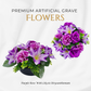 Premium Artificial Grave Flowers – 24cm Purple Rose With Lily & Chrysanthemum | Weighted Pot