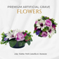 Premium Artificial Grave Flowers – 24cm Lilac Dahlia With Camellia & Anemone | Weighted Pot