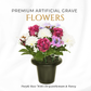 Premium Artificial Grave Flowers – 25cm Purple Rose With Chrysanthemum & Pansy | Memorial Vase Pot