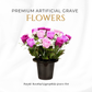 Premium Artificial Grave Flowers – 25cm Purple Rosebud With Gypsophila | Memorial Vase Pot