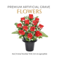 Premium Artificial Grave Flowers – 29cm Red Frontal Rosebud With Fern & Gypsophila | Memorial Vase Pot