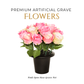 Premium Artificial Grave Flowers – Pink Open Roses (25cm) | Memorial Vase Pot